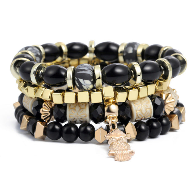 Crystal Bead Bracelet - Natural Stone & Charms