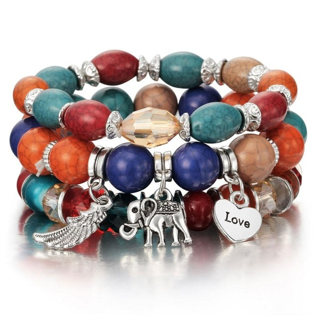 Crystal Bead Bracelet - Natural Stone & Charms