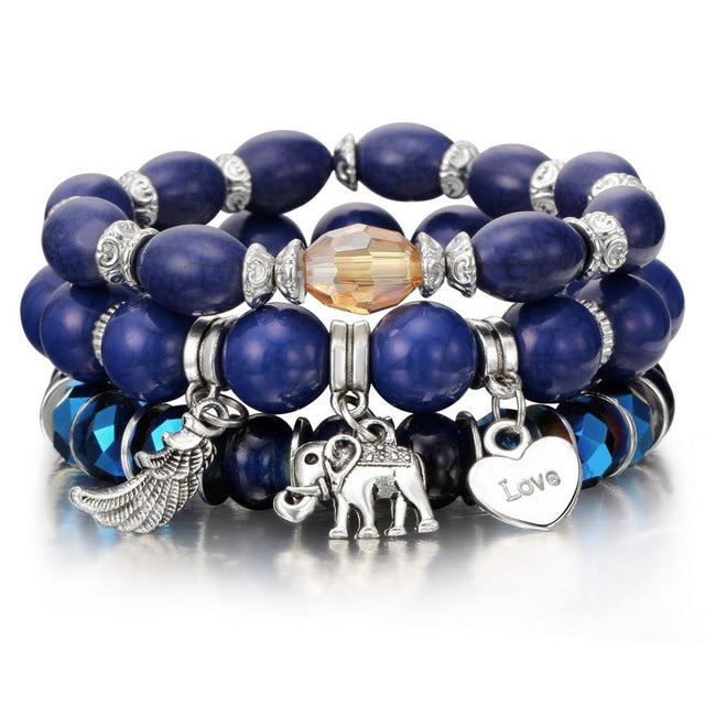 Crystal Bead Bracelet - Natural Stone & Charms