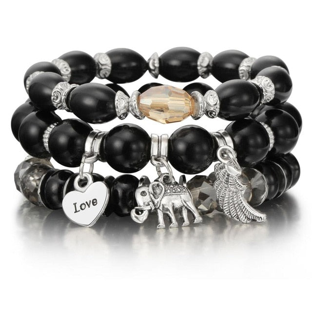 Crystal Bead Bracelet - Natural Stone & Charms