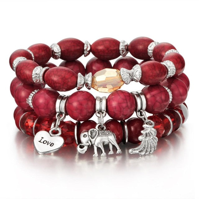 Crystal Bead Bracelet - Natural Stone & Charms