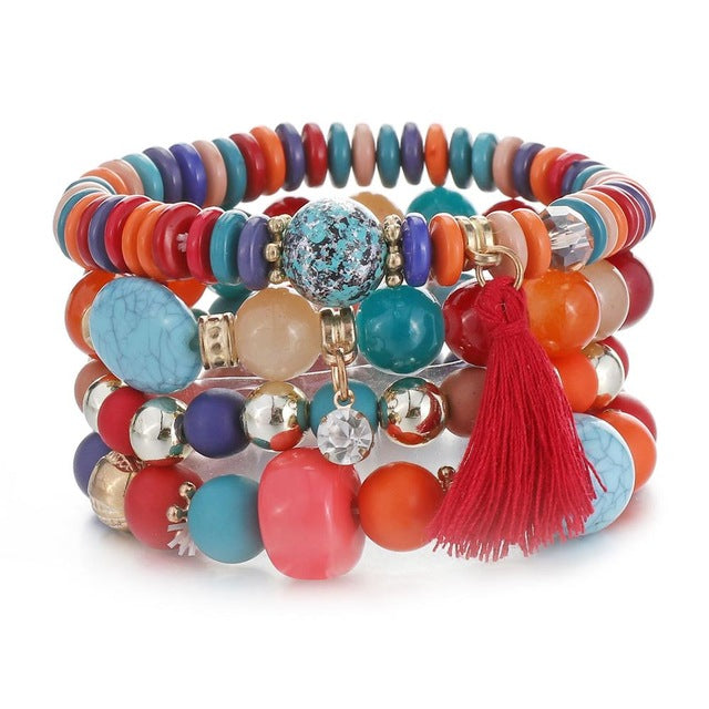 Crystal Bead Bracelet - Natural Stone & Charms