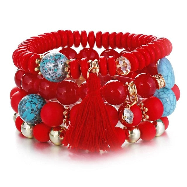 Crystal Bead Bracelet - Natural Stone & Charms