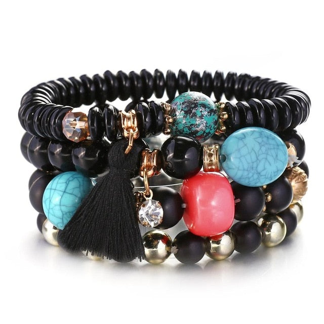 Crystal Bead Bracelet - Natural Stone & Charms
