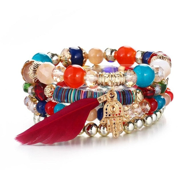 Crystal Bead Bracelet - Natural Stone & Charms