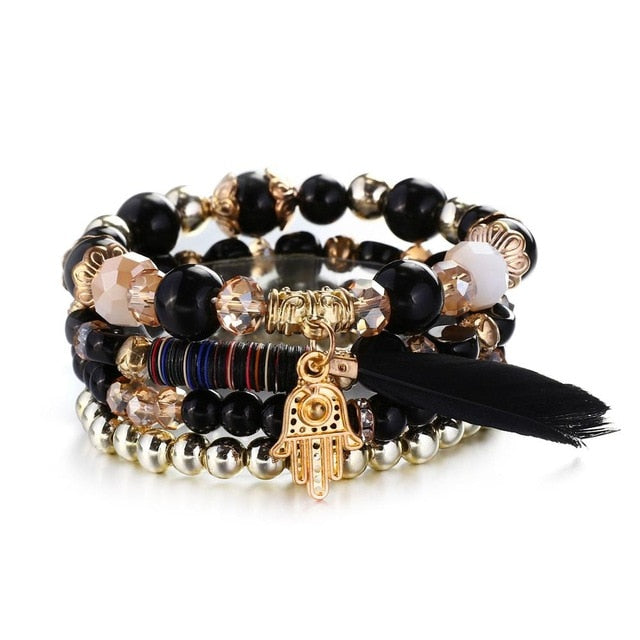 Crystal Bead Bracelet - Natural Stone & Charms