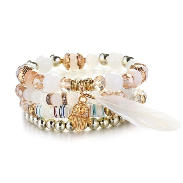 Crystal Bead Bracelet - Natural Stone & Charms