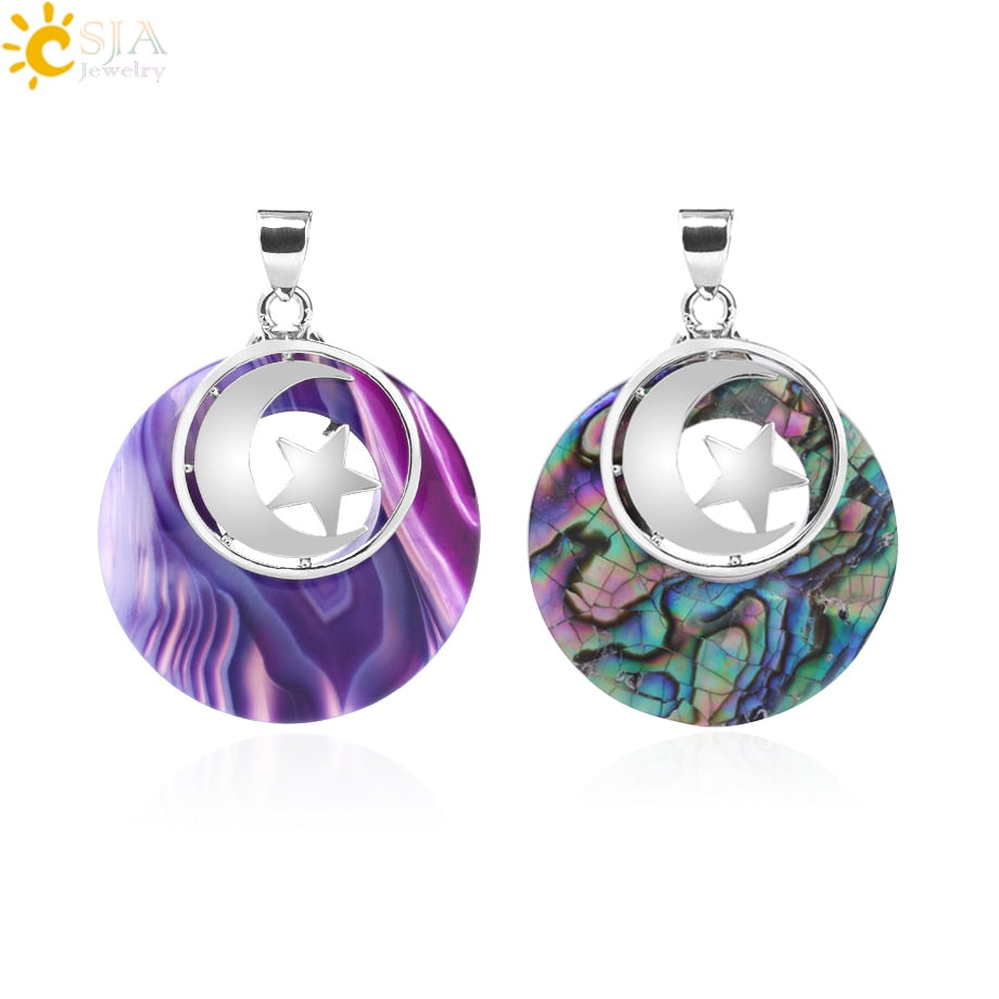 Moon & Star Pendant -  Abalone Shell