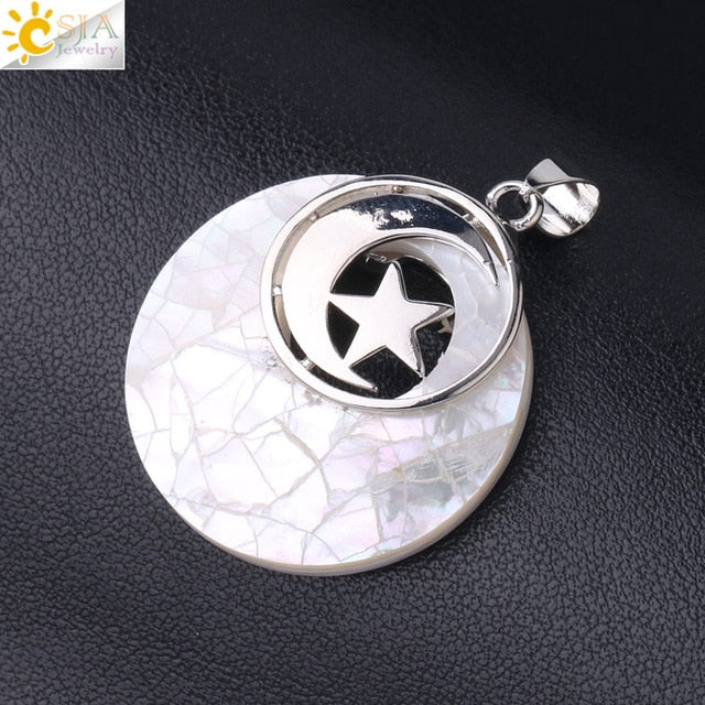 Moon & Star Pendant -  Abalone Shell