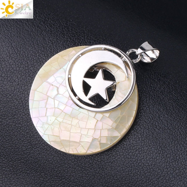 Moon & Star Pendant -  Abalone Shell