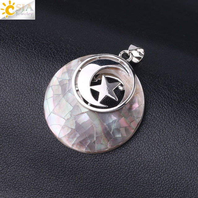 Moon & Star Pendant -  Abalone Shell