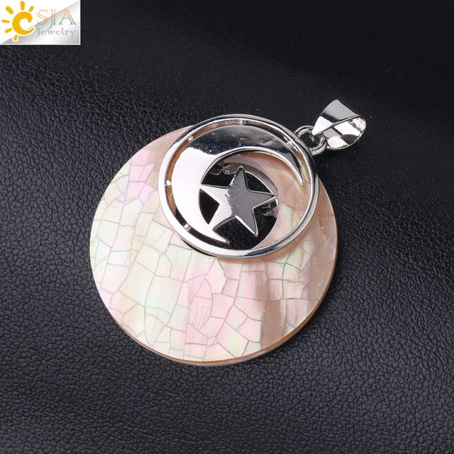 Moon & Star Pendant -  Abalone Shell