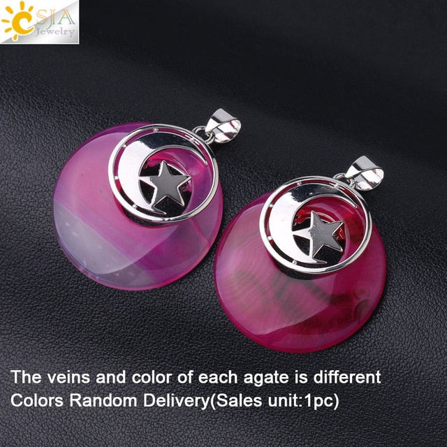 Moon & Star Pendant -  Abalone Shell