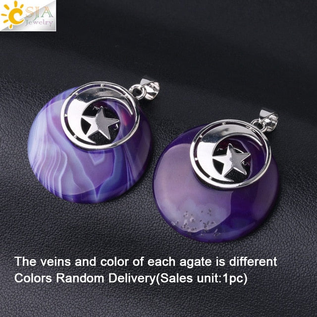 Moon & Star Pendant -  Abalone Shell