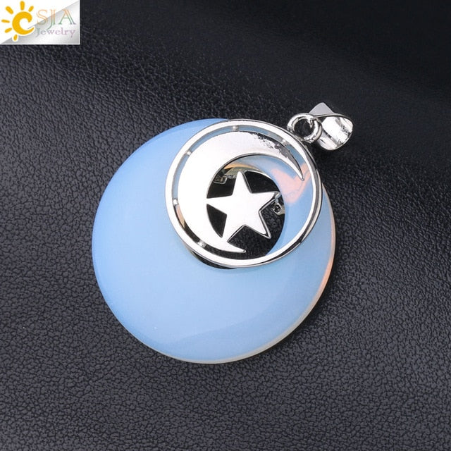 Moon & Star Pendant -  Abalone Shell