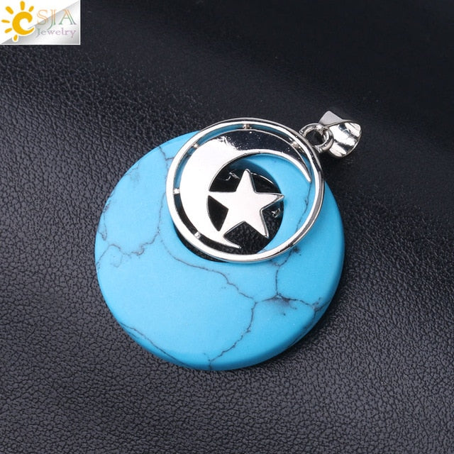 Moon & Star Pendant -  Abalone Shell