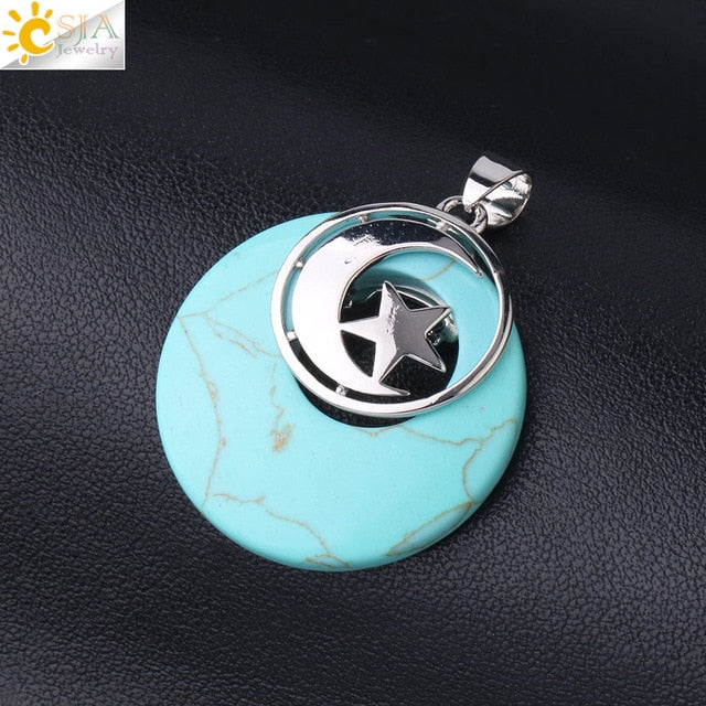 Moon & Star Pendant -  Abalone Shell