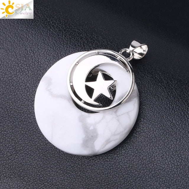 Moon & Star Pendant -  Abalone Shell